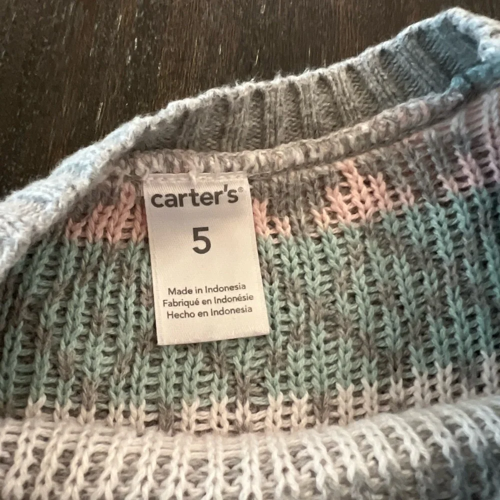 Carter's Girls Grey With Pattern Knit Sweater 5